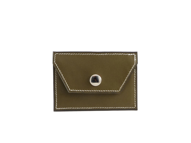 Porte-Cartes / Porte-Monnaie FUTO Vert Khaki Fil Blanc