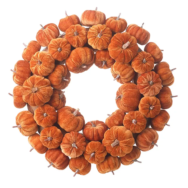 Velvet Orange Pumpkin Wreath 
