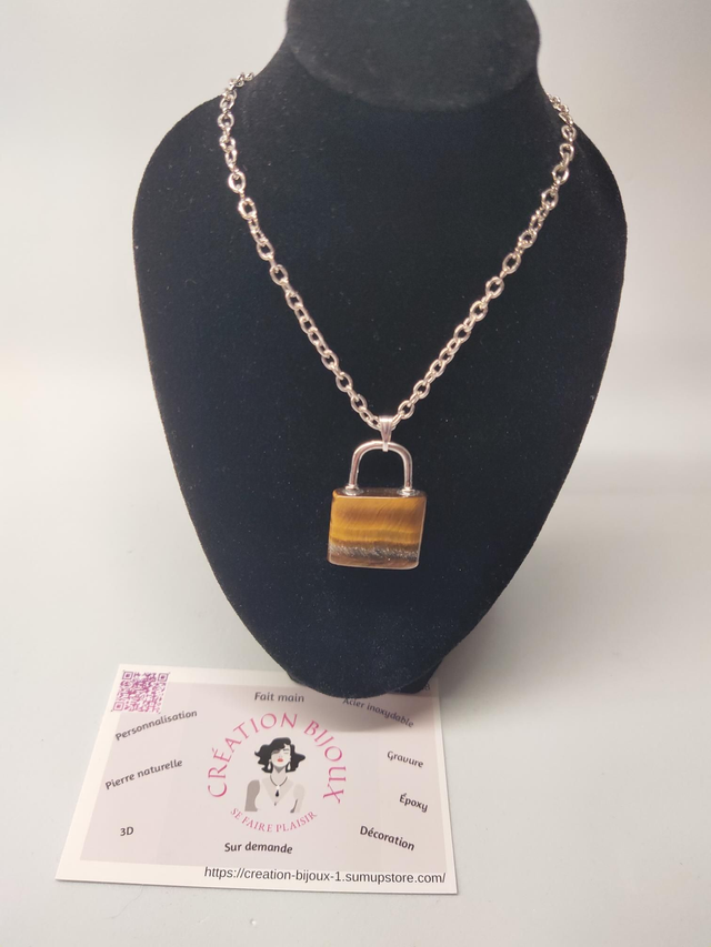 Collier cadenas oeil de tigre 