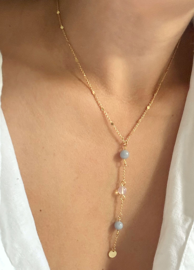 Collier Léoda Angélite et Pierre de Lune