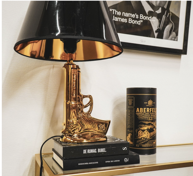 Lampe Pistolet HV - Or - 15x9x32cm