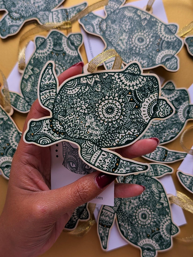 Turtle Hanging Decoration – Eco-Friendly Wooden Ornament