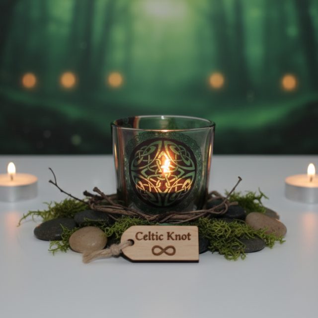 Bougeoir en verre - Nœud Celtique
