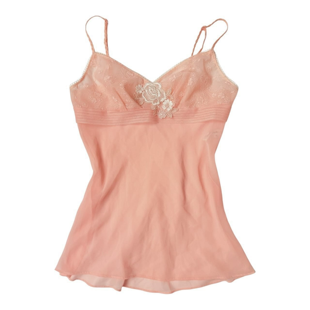 Japanese brand coquette peachy pink floral embroidered cups cami