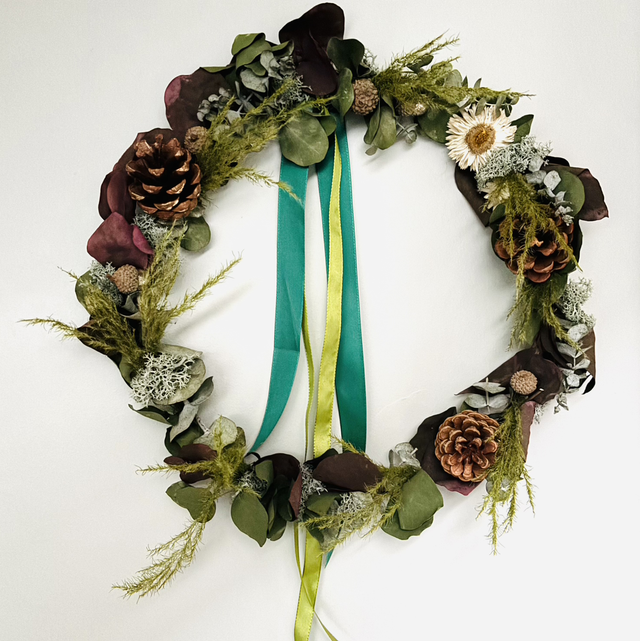 Green fluffy Pinecone wreath