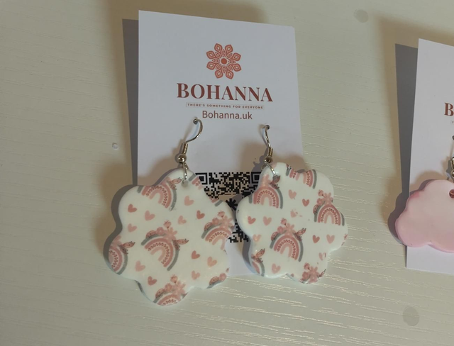 Handmade clay earrings -Floral rainbow 