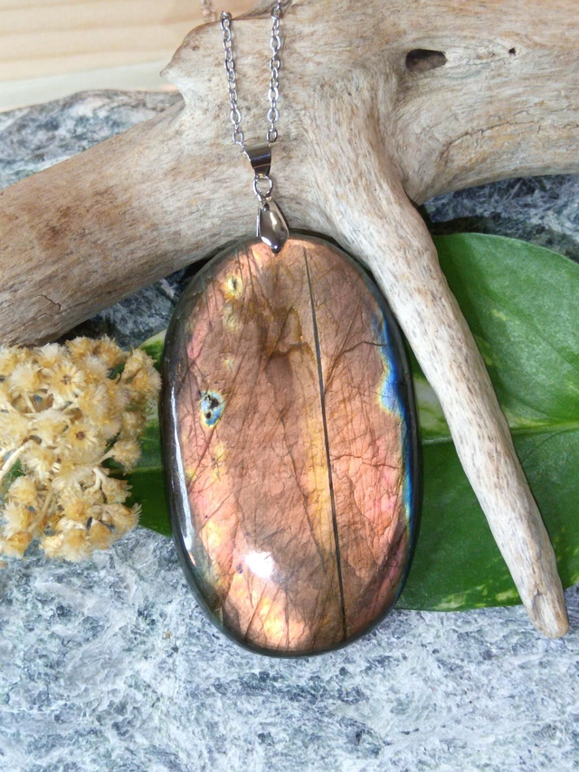 Pendentif 15 labradorite XXL 6,5x4cm
