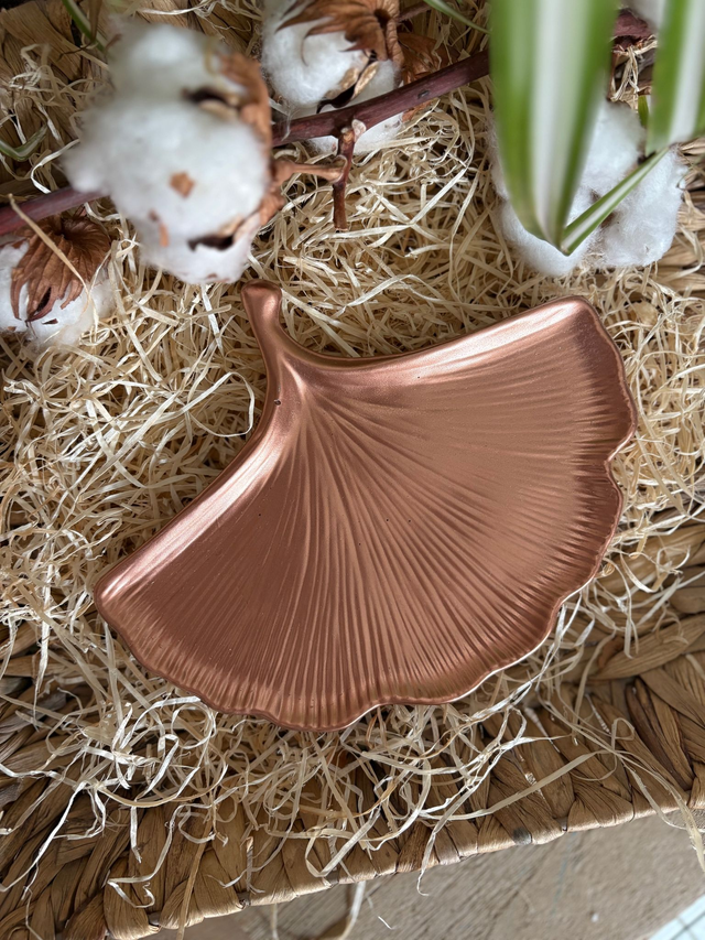 Plateau Ginkgo en Jesmonite : Effet cuivré