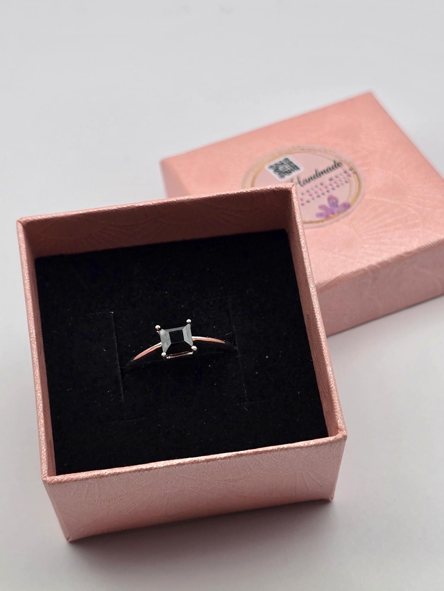 Bague Argent 925 solitaire Spinelle noir 