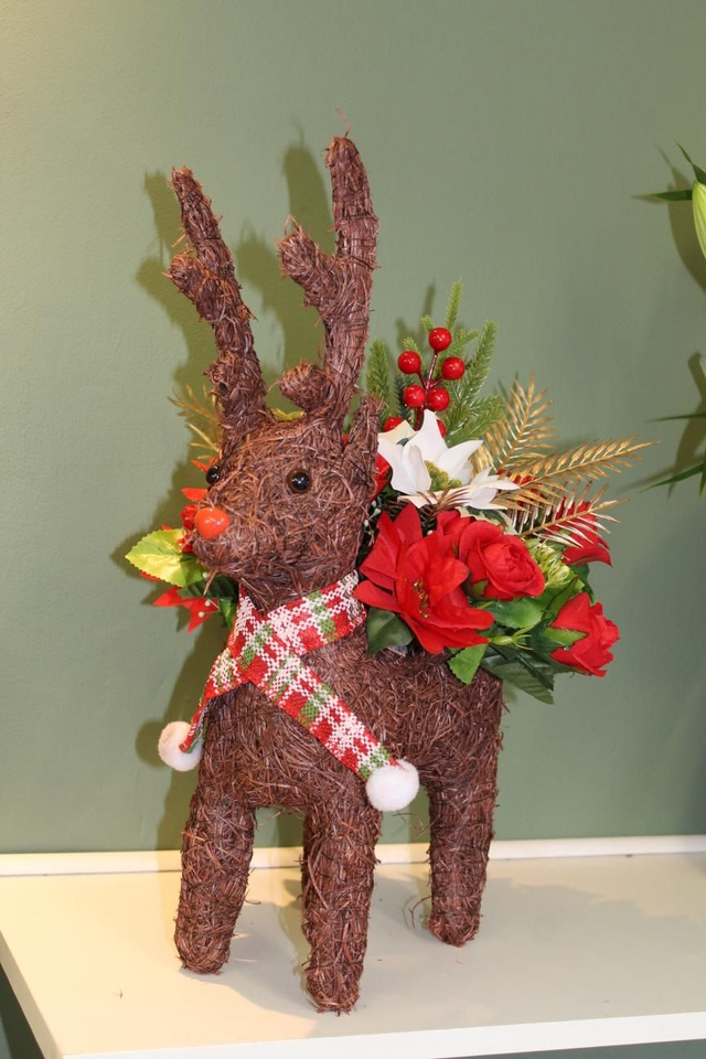 Festive Reindeer Arrangement – Artificial Flowers