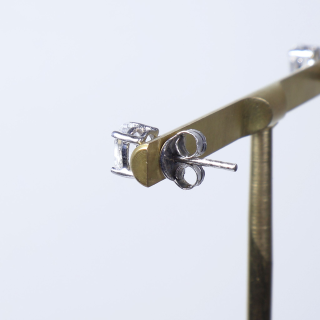 Pair of Vintage Sterling Silver 925 Small Dainty Delicate 5x4mm Oval Cut Crystal Clear Aquamarine Gemstone March Birthstone Stud Earrings