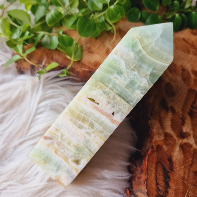 Pistachio Calcite Large Point 449g Small chip on Tip