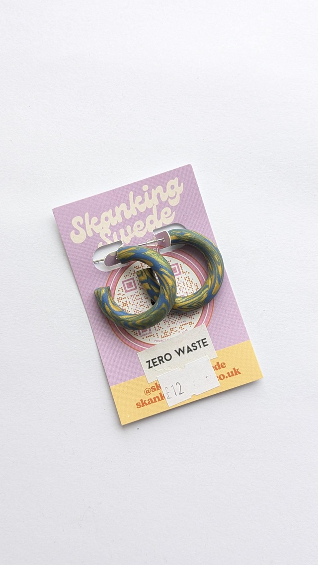 Small Gold/Blue Zero Waste Hoops