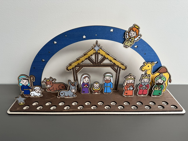 Crèche de Noël en bois coloré 🎄 Calendrier de l’Avent sans cadeau 🌟
