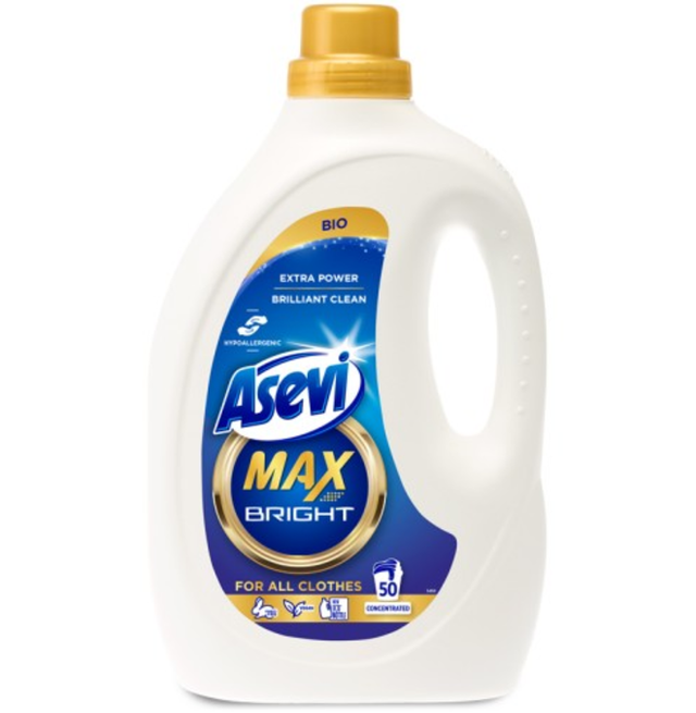 Asevi Laundry Detergent Wash Gel Max BRIGHT Bio Hypoallergenic 50 Wash 