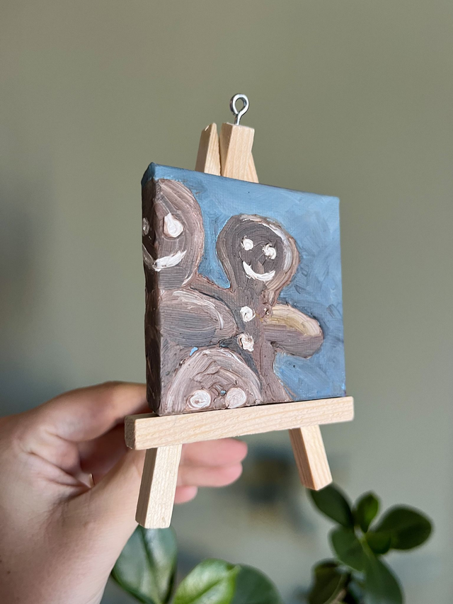 KUNSTBAL / ARTNAMENT - Gingerbread Man - Hand-painted canvasses for your Christmas tree