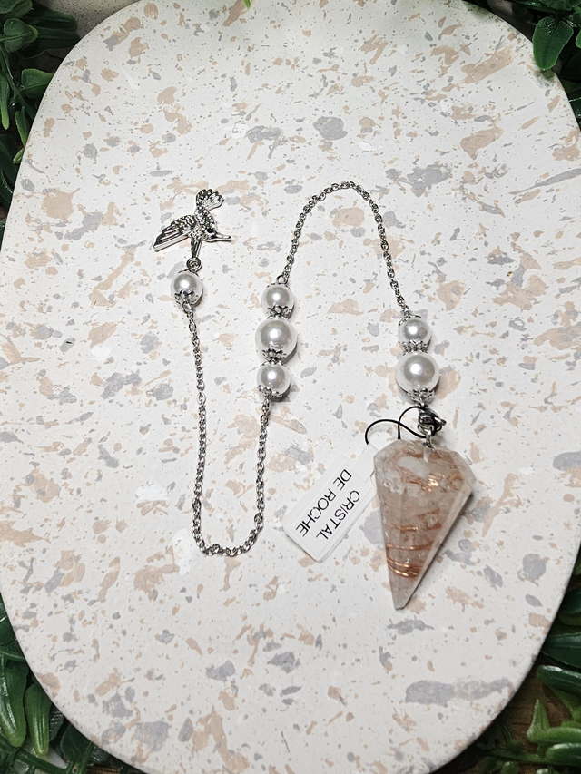 pendule de radiesthésie en pierre naturelle de cristal de roche