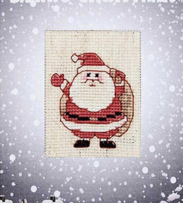 Father Christmas Counted Cross Stitch Card