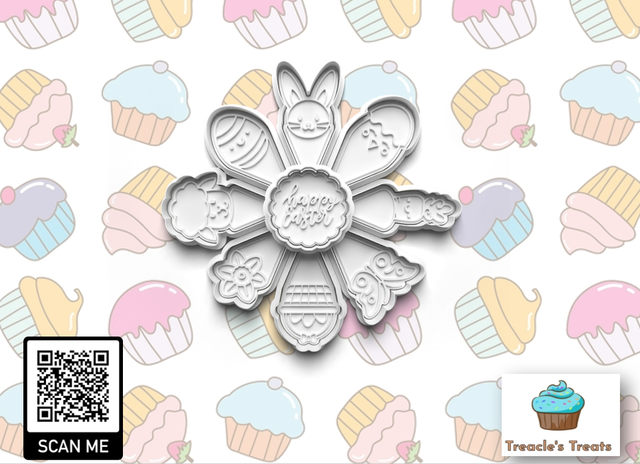 Easter Platter Fondant/cookie stamps with cutters