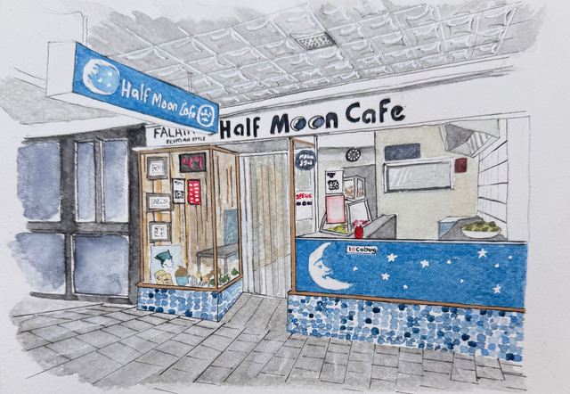 27. Half Moon Cafe (framed)