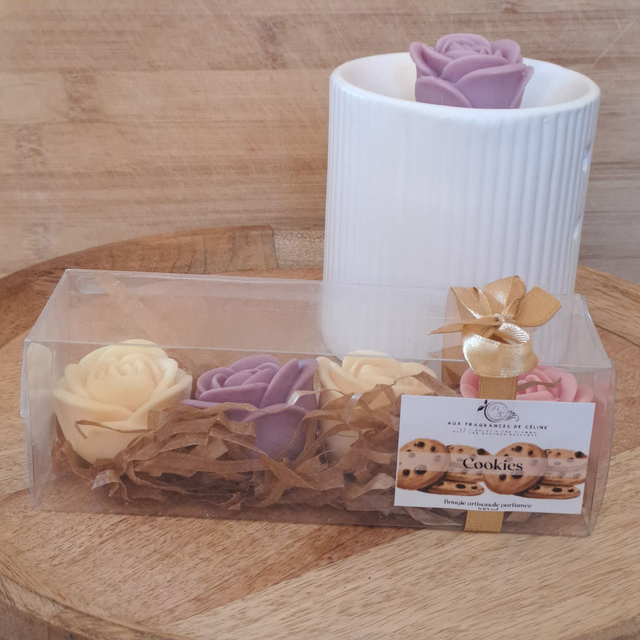 Lot de 4 fondants parfumés forme rose - Cookies
