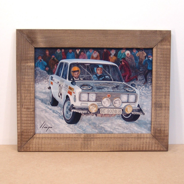 Artimotor enmarcado 28x35 - 1977 Salvador Servia Seat 1430 1800 7º Montecarlo