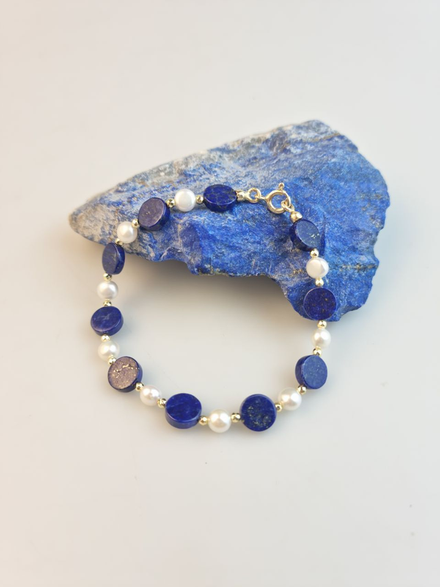Bracciale Riflessi di Luna in Lapis e Perle