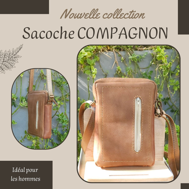 Sacoche compagnon pour homme - Marron clair