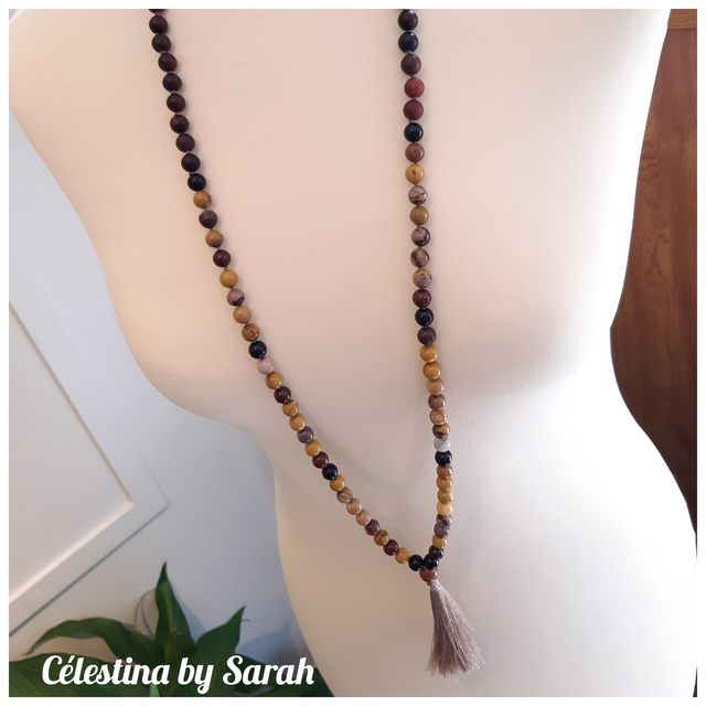 Mala Bois Mkuruti, Tourmaline noire et Jaspe mokaïte