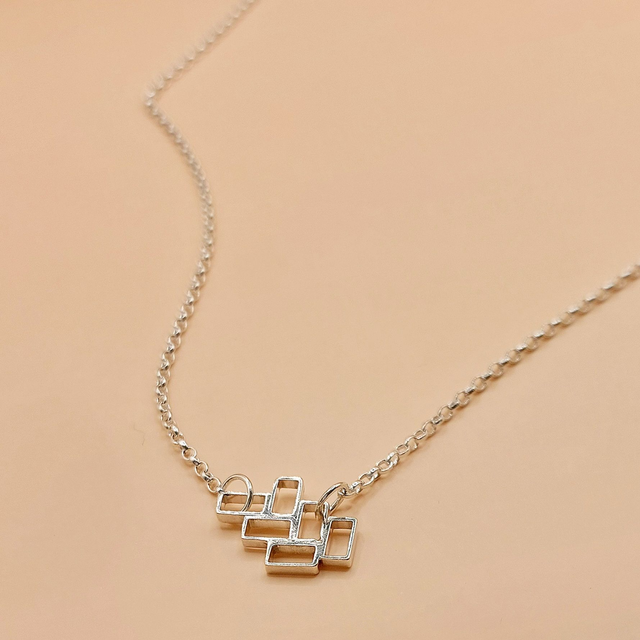 Sterling silver rectangles necklace (style 2)