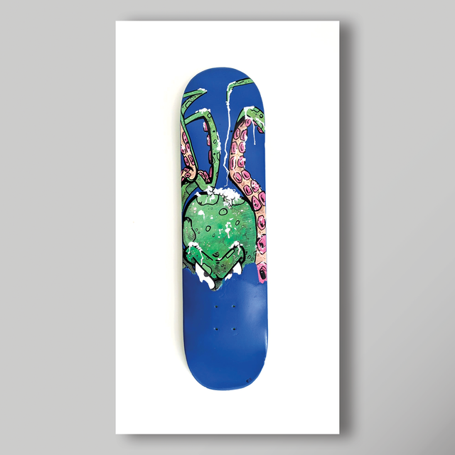 "LA COLERE DE LA PIEUVRE" - Planche de skate upcyclée