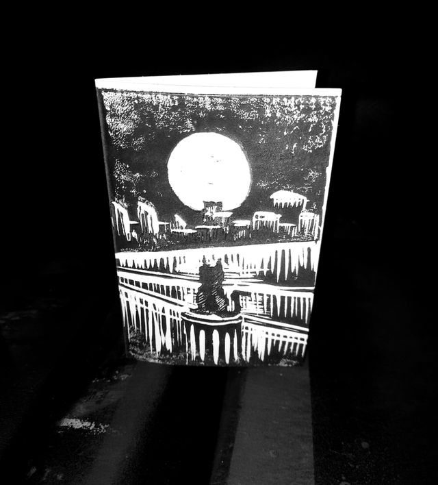 Cat and the moon x3 cards A6