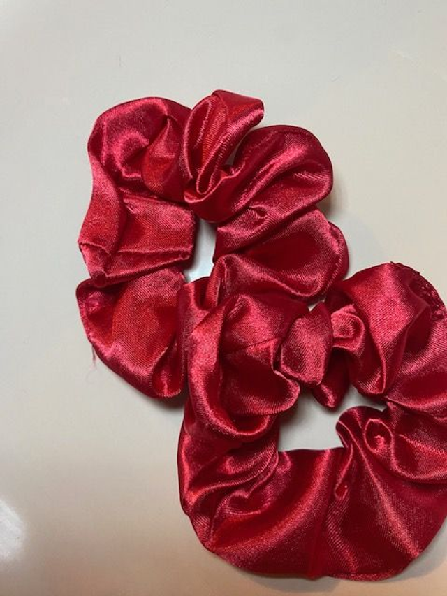 Chouchou pour cheveux en satin-Couleur rouge cerise