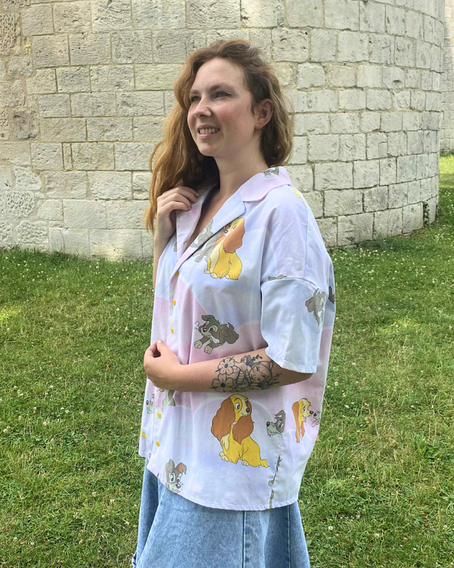  Chemise Upcyclée – La Belle et le Clochard – Taille 40 Unisexe