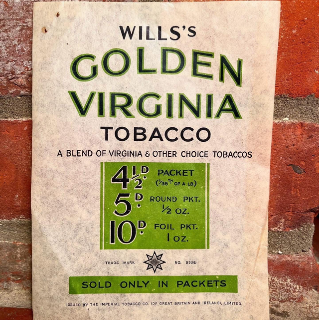 Early WILL’s GOLDEN VIRGINIA TOBACCO Wrapper