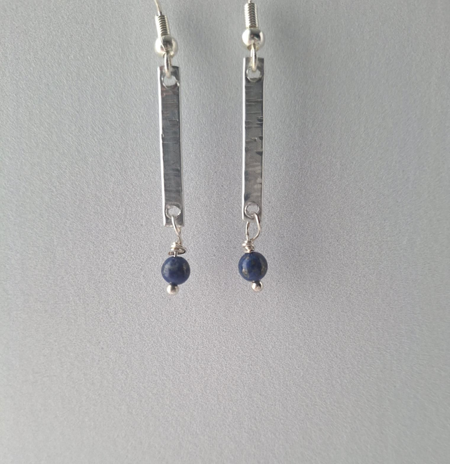 Textured Drop Earring with Lapis Lazuli 