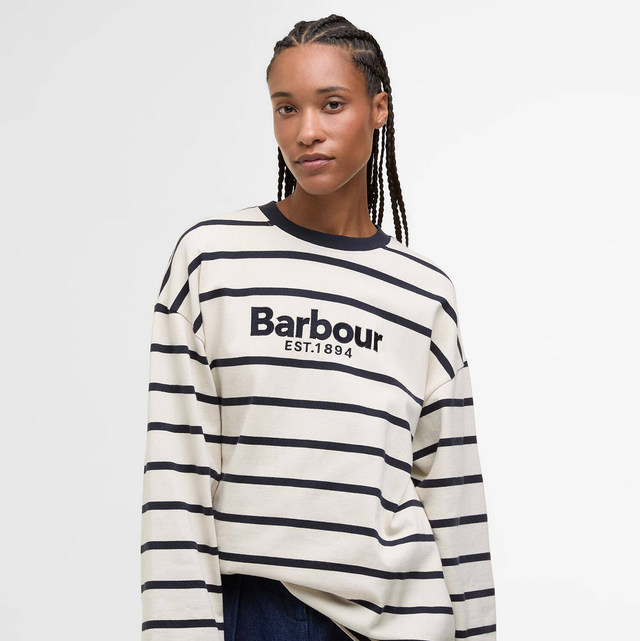 Barbour Maeve Top Ecru Dark Navy Stripe