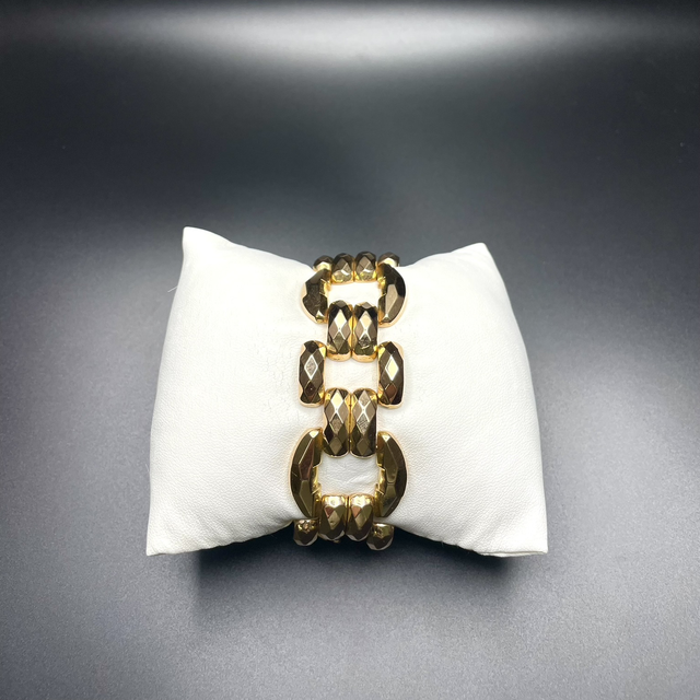 Potenza Lucente – Bracciale a Maglie Scanalate in Oro Giallo 18Kt