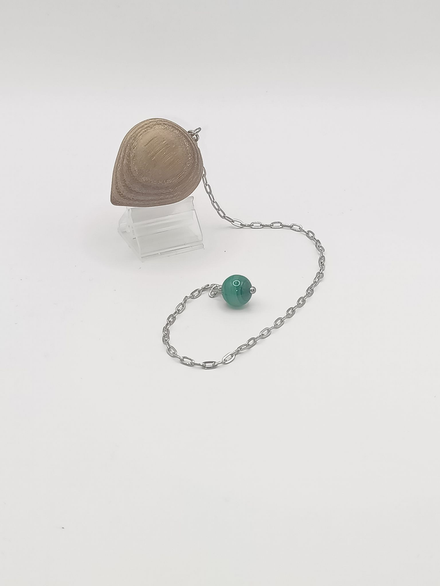 Pendule Robinier, Malachite, Acier Inoxydable