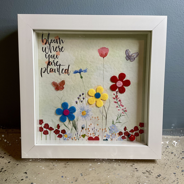 Handmade floral frame with inspirational quote.Flower design  