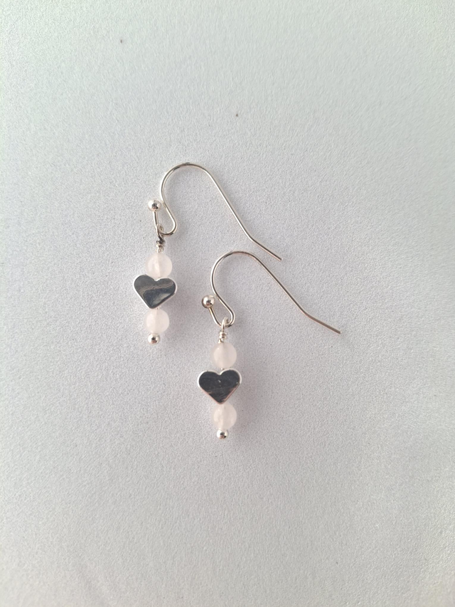 Heart &amp; Pink Quartz Earring