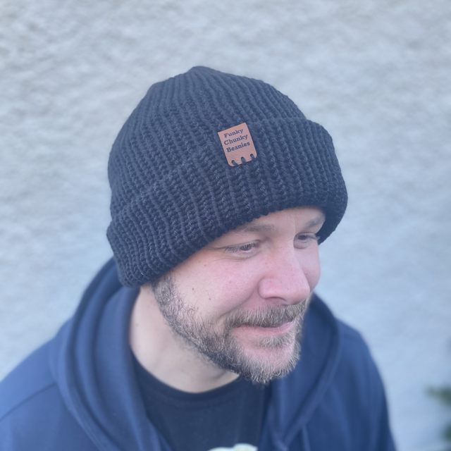 Funky Chunky Classic Black Beanie – Handmade in Scotland