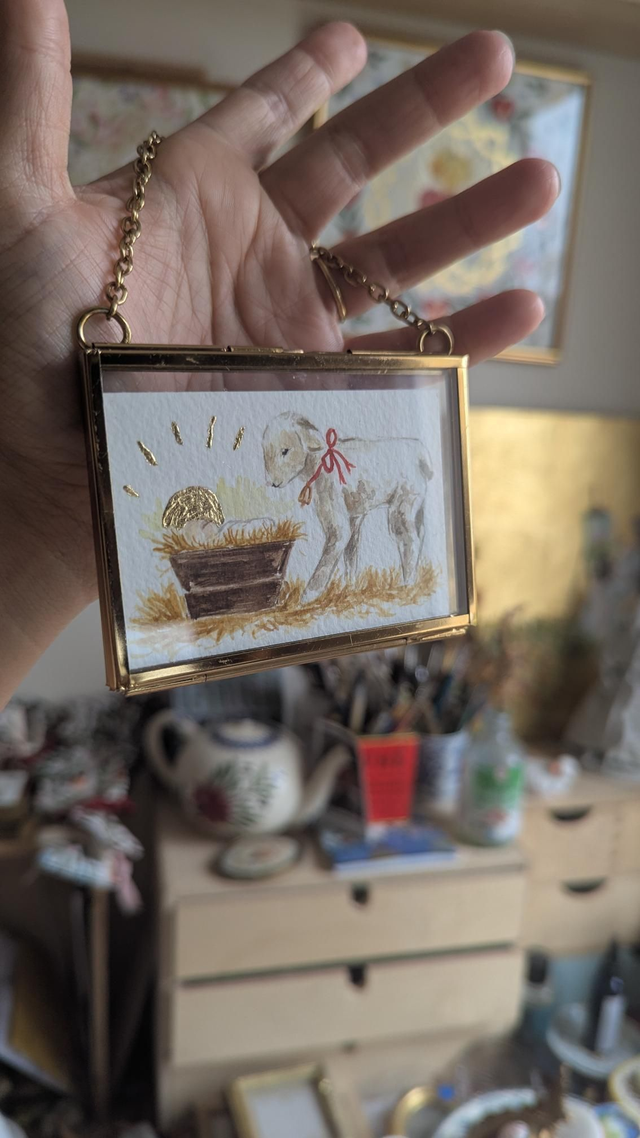 Mini cadre agneau et Jésus 