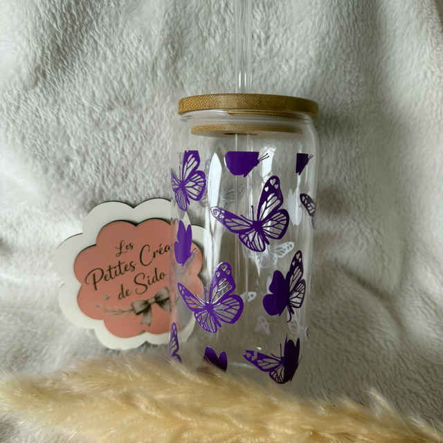 Verre  "papillon violet"