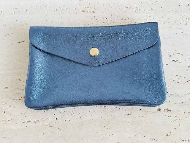 Portemonnee blauw glitter groot 