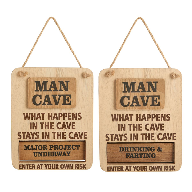 Wooden Man Cave Sign With 2 Different Sayings