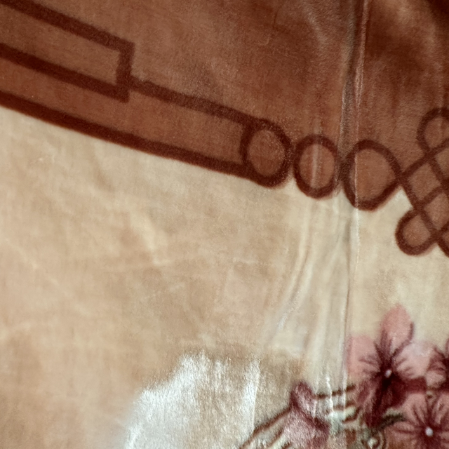 Couvertures, polar 4 kg fleurs contour marron 200/240