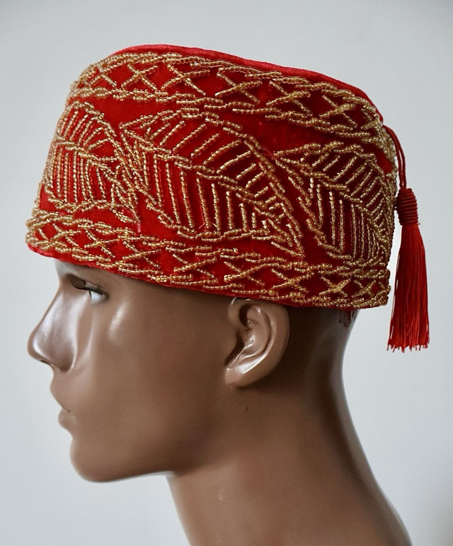 Velvet Beaded Cap | Red - Ziagu 