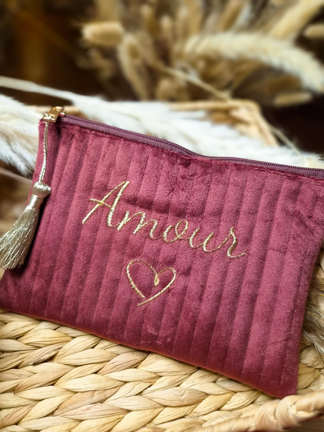 Pochette à message "Amour" - Modèle bordeaux 