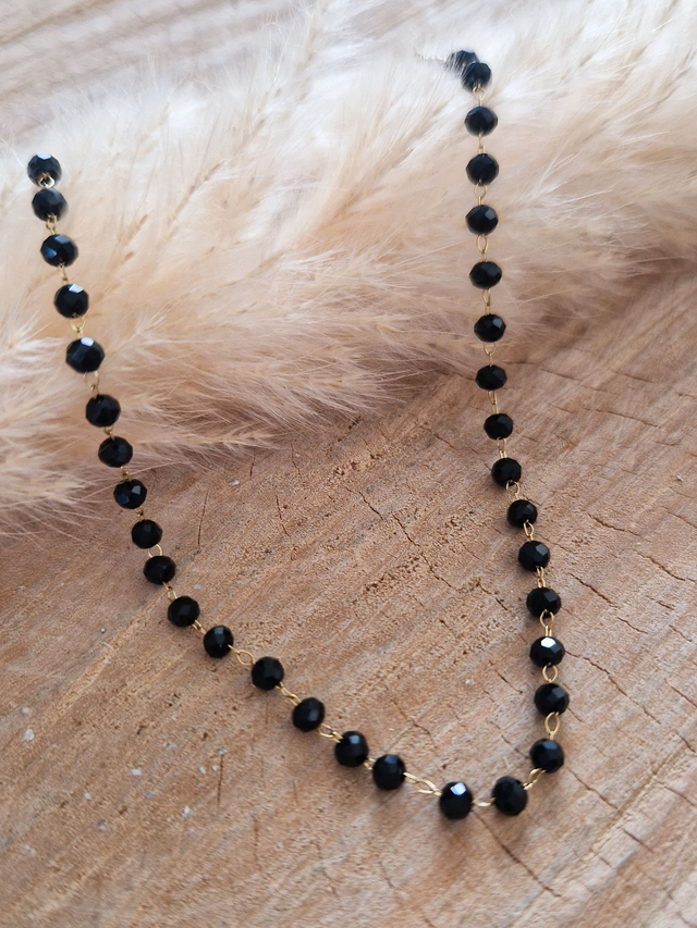 Chaîne de cheville perlée - Perles rondes - Modèle doré et noir